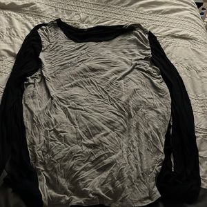 Black and gray long sleeve shirt barley worn